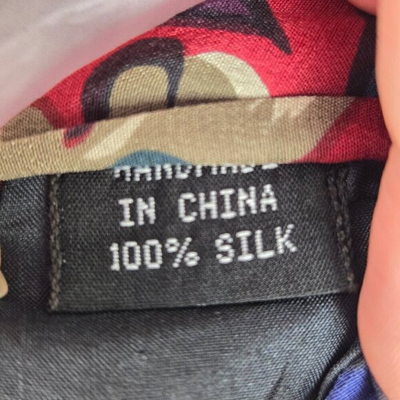 Oleg Cassini 100% Silk Men's Tie Abstract Floral Pattern Red Blue Tan Black Grn - Picture 5 of 6